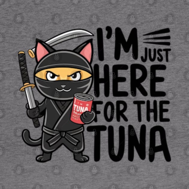 One design features a sneaky ninja cat with a katana in one hand and a can of tuna in the other. (6) by YolandaRoberts